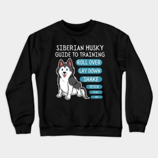 siberian husky guide to training-black and white husky dog Crewneck Sweatshirt